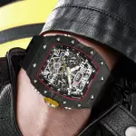 HANBORO CARBONFORGE- CARBON FIBRE SKELETON CHRONOGRAPH DATE AUTOMATIC WATCH