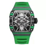 HANBORO CLOVER KING - CARBON FIBRE BEZEL & FOUR-LEAF SKELETON DIAL (GREEN)