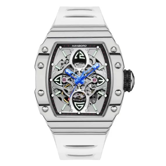 HANBORO CLOVER KING - CARBON FIBRE BEZEL & FOUR-LEAF SKELETON DIAL (WHITE)
