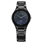 Titan Edge Ceramic Quartz in Glossy Black with Diamonds and Rich Mother of Pearl Dial Watch for Women 2653NC02