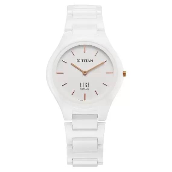 Titan Edge Ceramic Quartz in Arctic White Dial Watch for Women 2653QC04