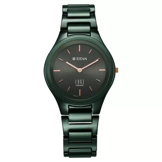 Titan Edge Ceramic Quartz in Glossy Green Dial Watch for Women 2653QC06