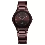 Titan Edge Wine Ceramic Quartz Analog Maroon Dial Red Ceramic Strap Watch For Women 2653QC18